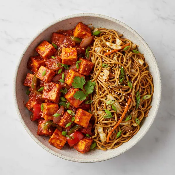 Szechwan paneer and desi chow Mein